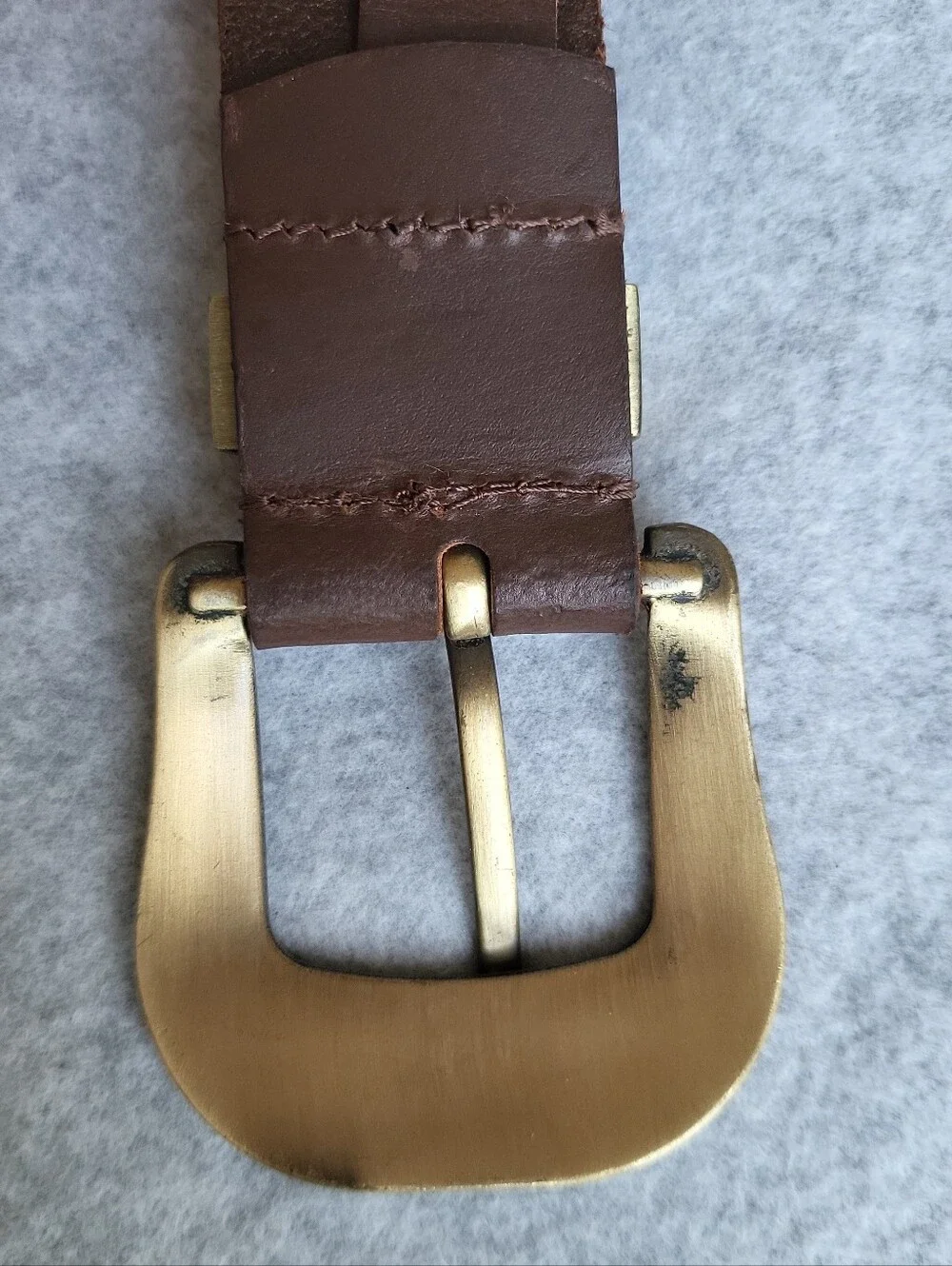 Silence + Noise Western Belt Mens Large Brown Cow Leather Cowboy Brass Buckle